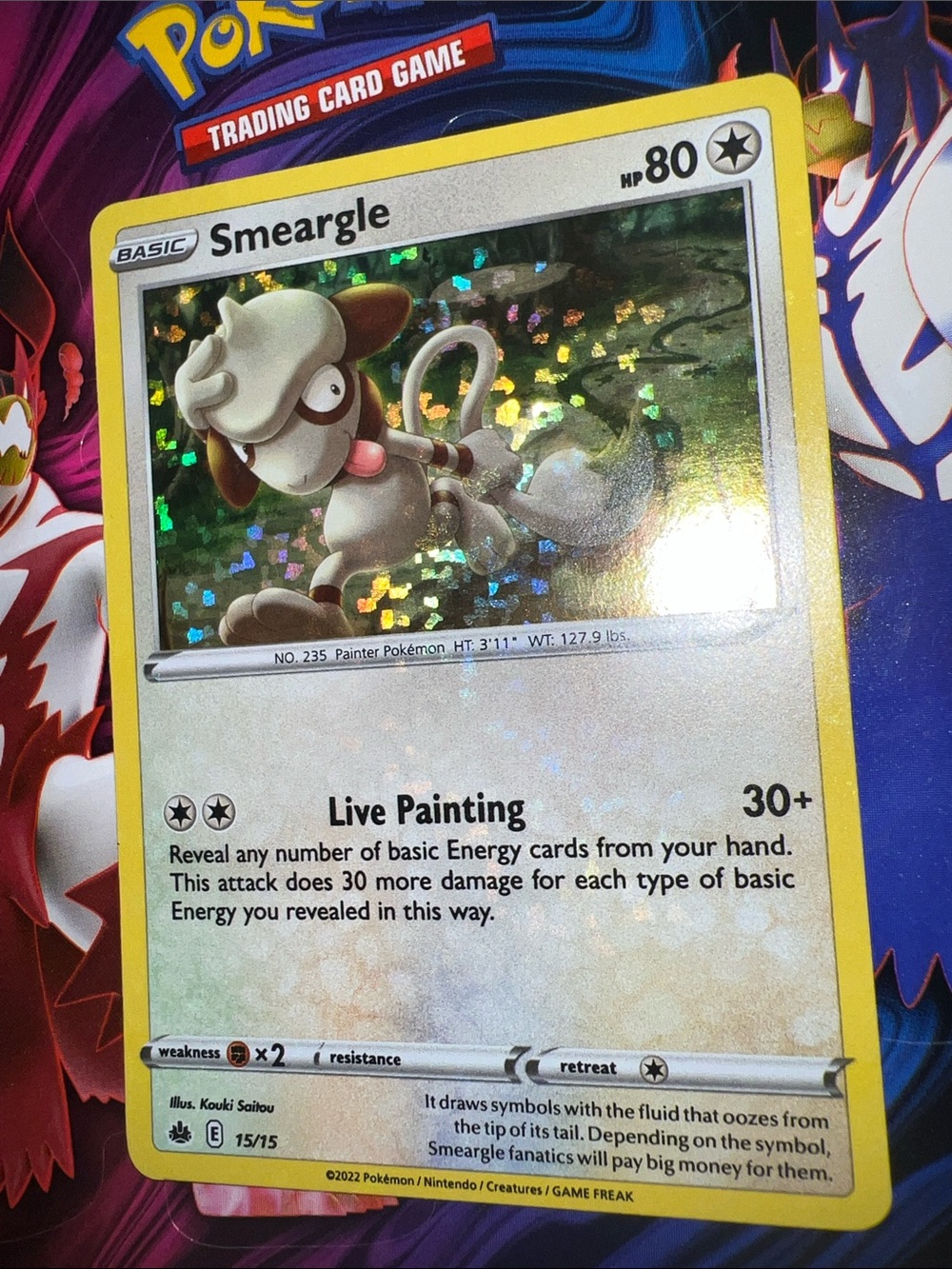Pokemon Smeargle Holographic Card with Yellow Frame